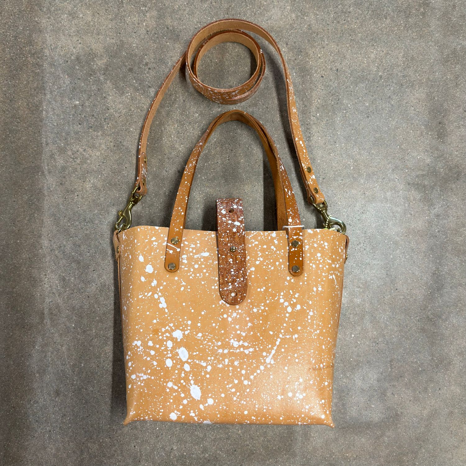 Veg Tan Leather White Splatter Bag