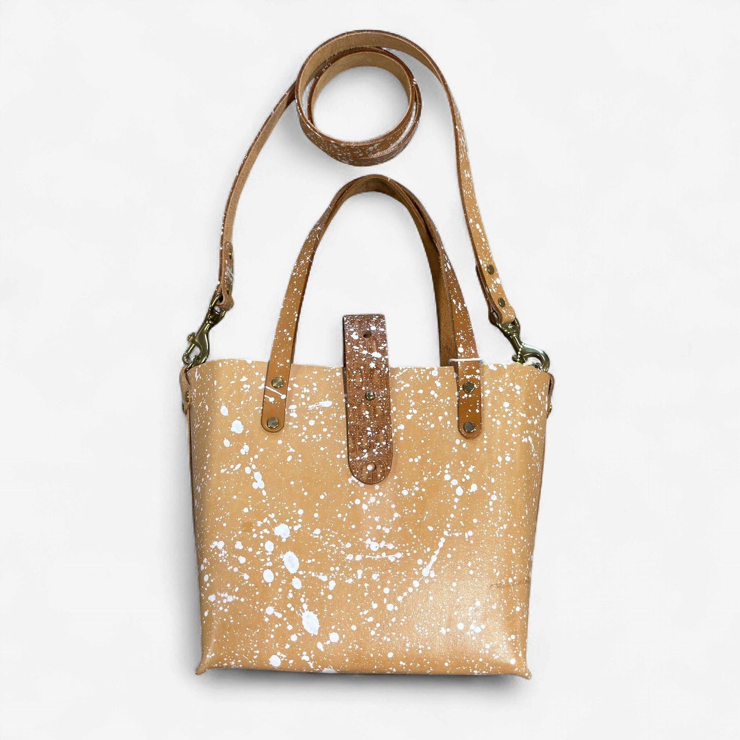 Veg Tan Leather White Splatter Bag