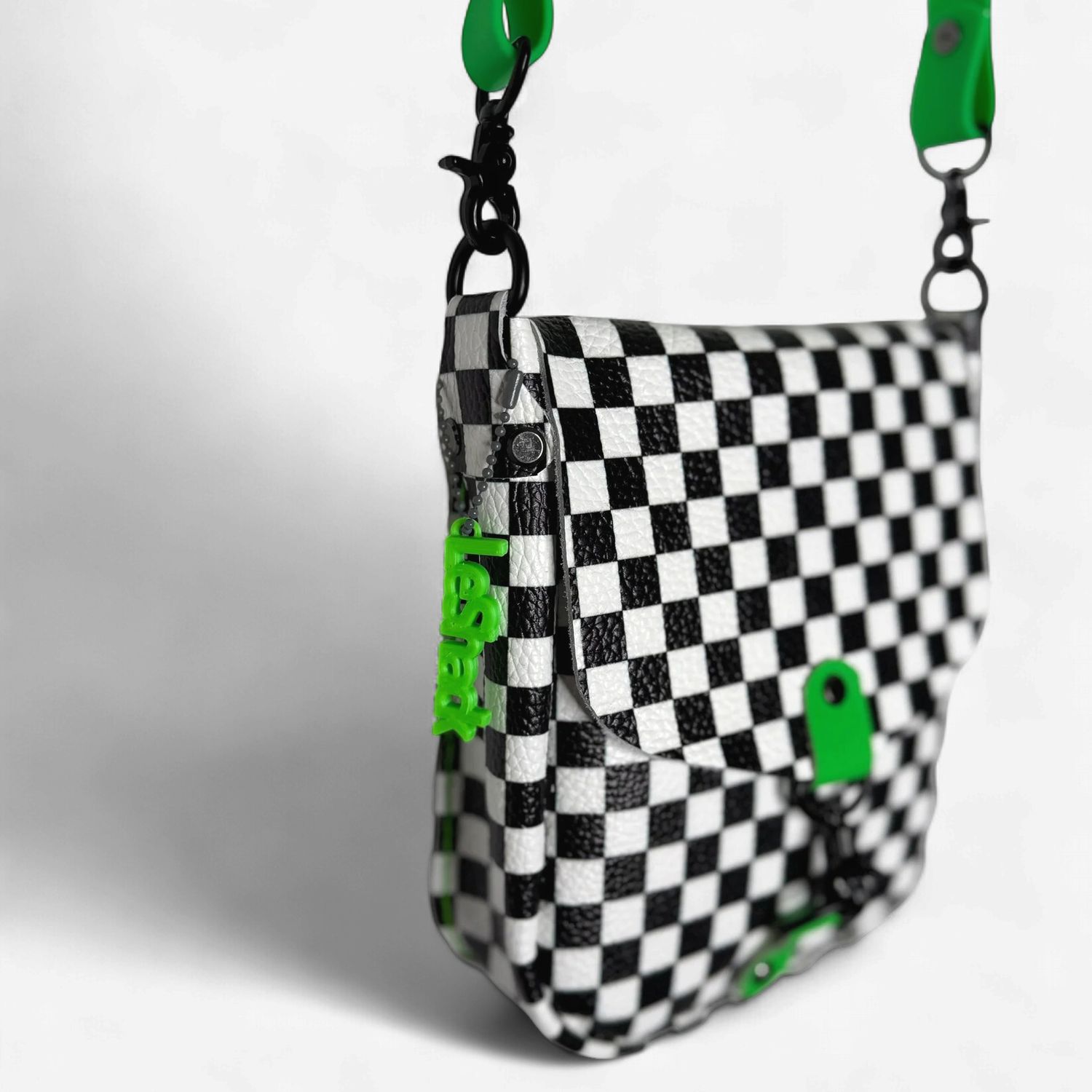 Neon Green Leather Crossbody Bag