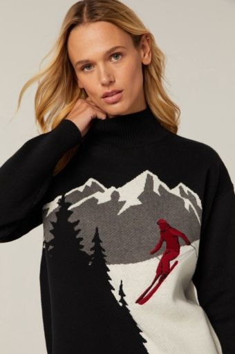 Portia Mockneck Sweater, Colour: Black, Season: FALL 2024, Size: L
