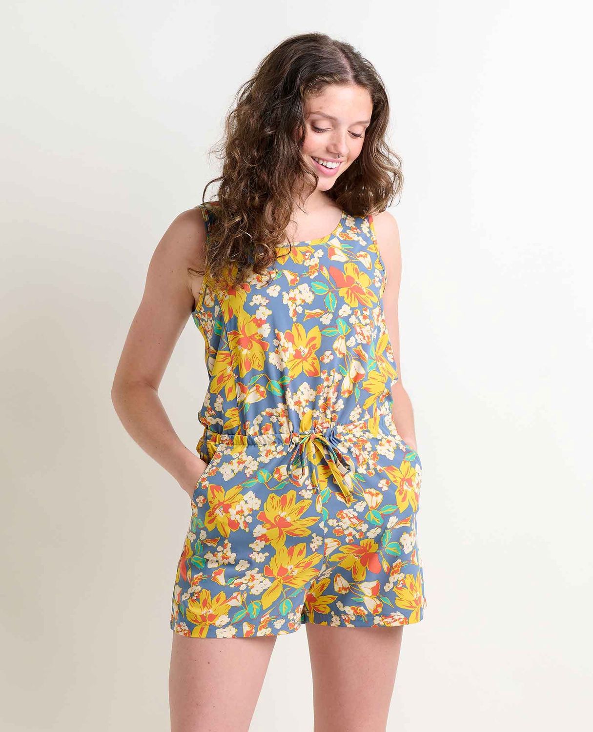 T1782508 Sunkissed Livvy SL Romper, Colour: 900 Pacific Blue Tulip Print, Size: S