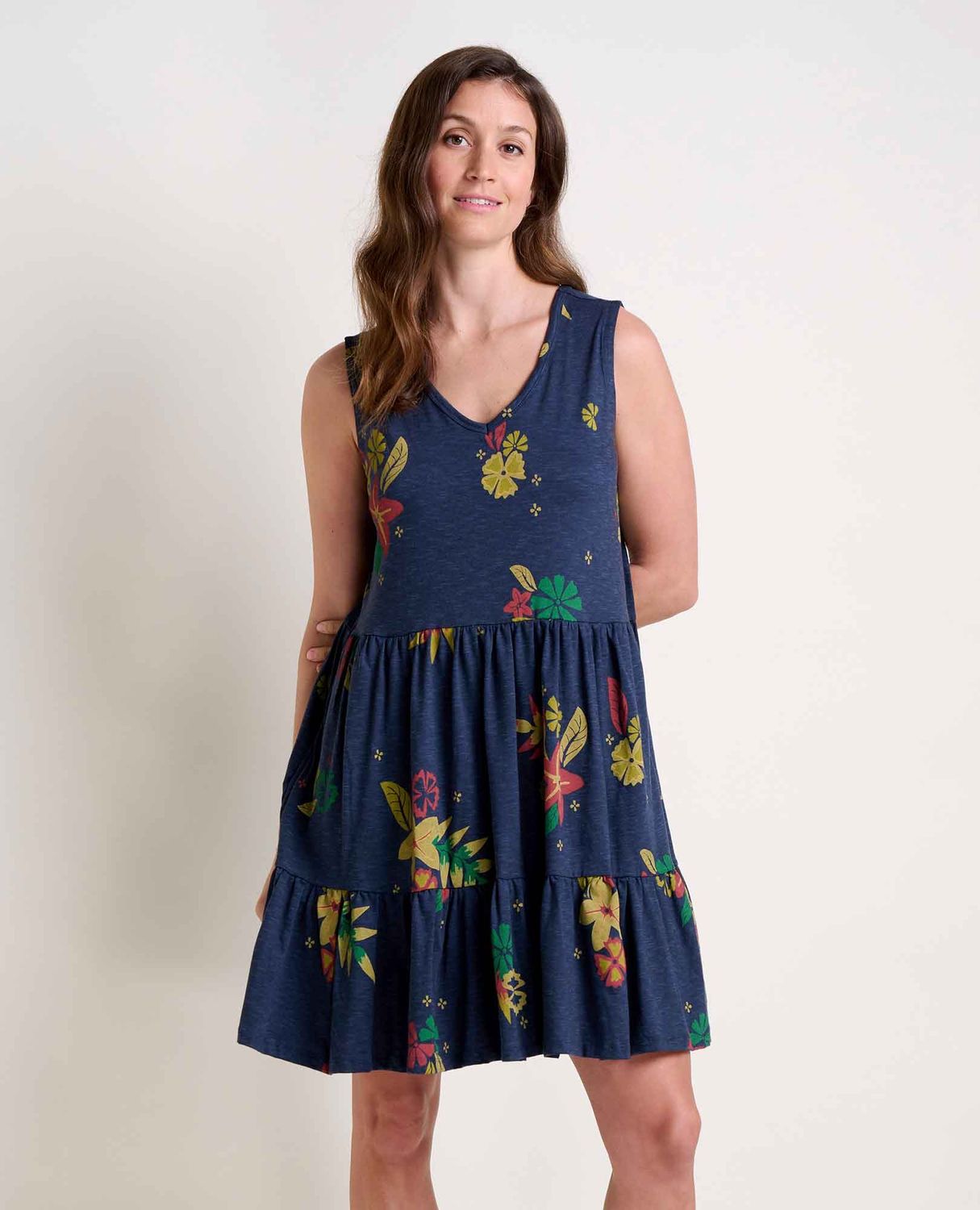 T1782308 Marley Tiered SL Dress, Colour: 443TrueNavyFloral, Size: S