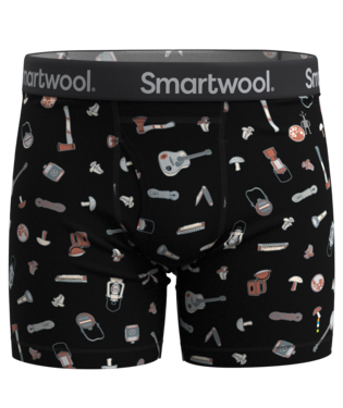 SW017005 Men's Merino Print Boxer Brief, Colour: N54 Black Gone Camping, Size: S