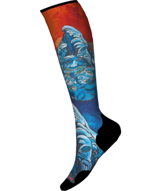 SW002903 M&#39;s Ski Targeted Cushion Winter Haze Print OTC Socks