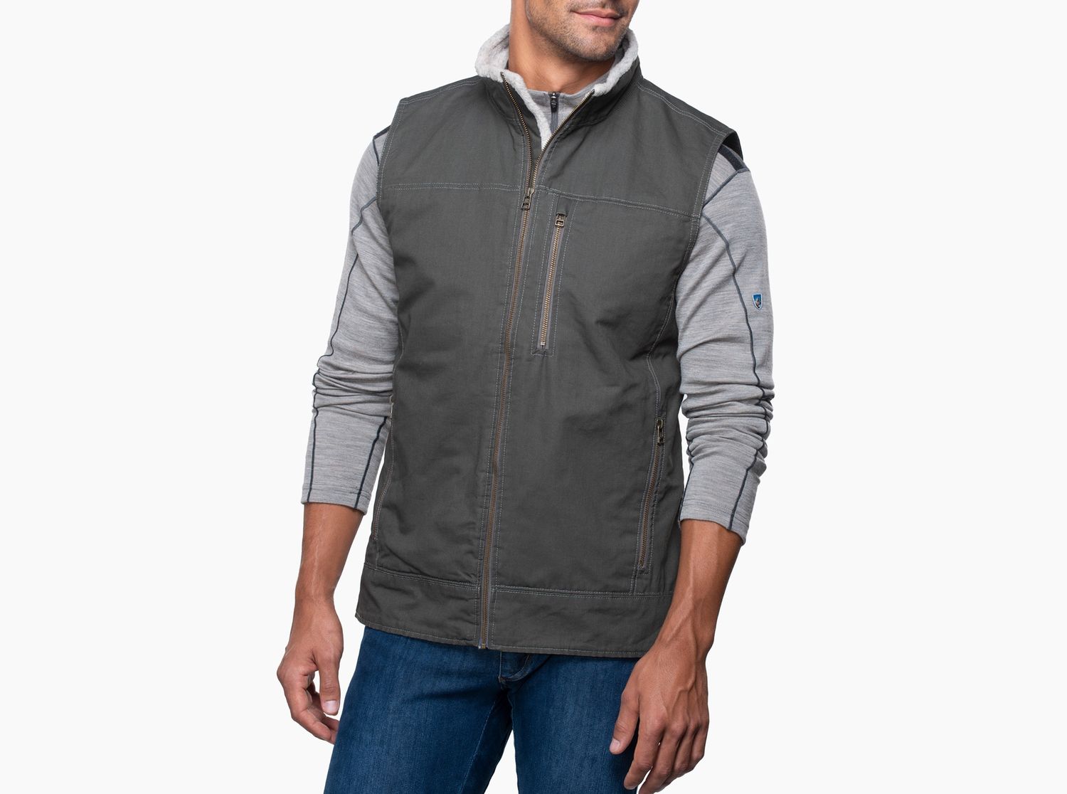 Burr Lined Vest, Colour: Gun Metal, Size: M