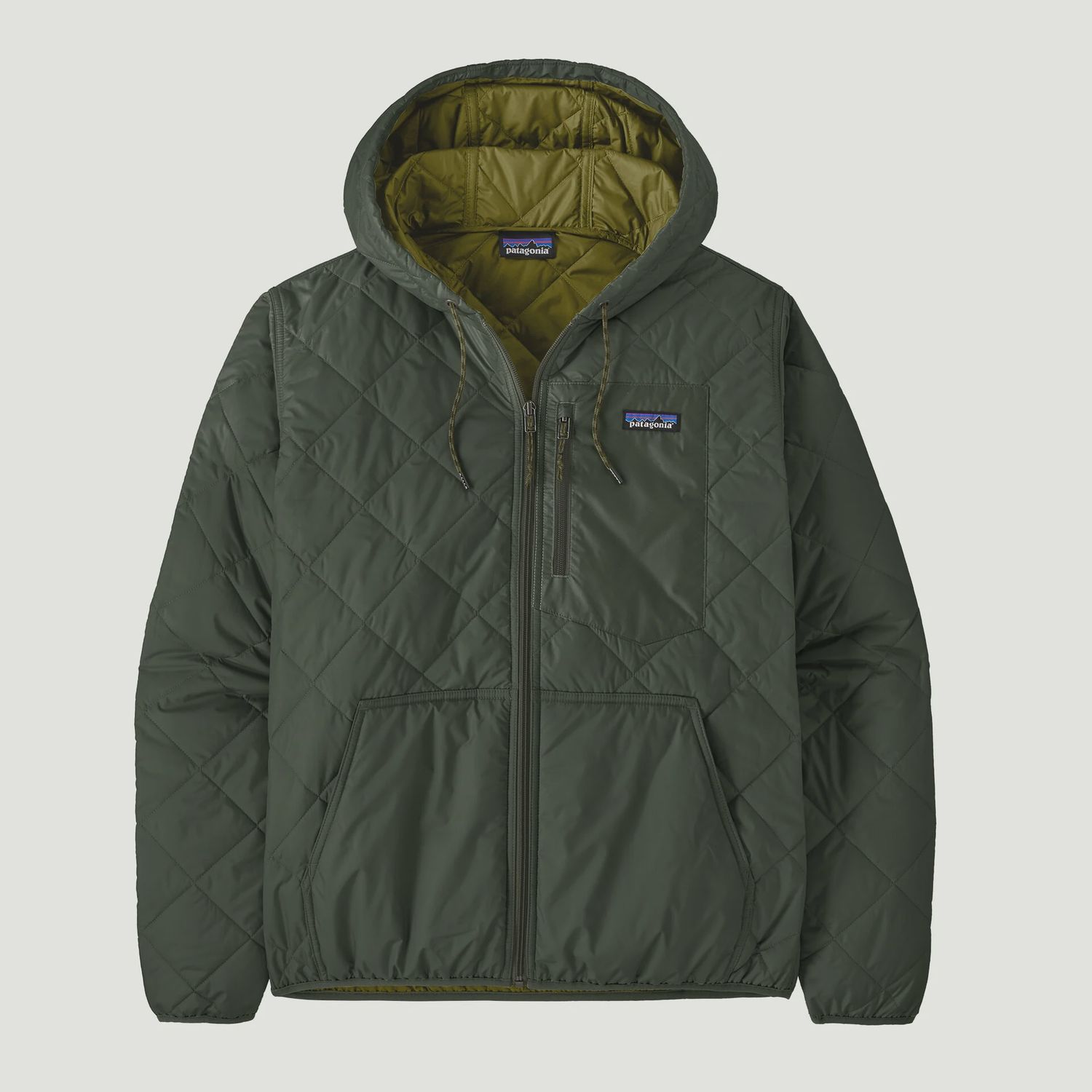 M&#39;s Diamond Quilted Bomber Hoody, Colour: TPGN Torrey Pine Green, Size: XL
