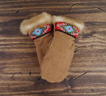 Parnassus Short-Cuff Mittens, Colour: Tan, Size: M