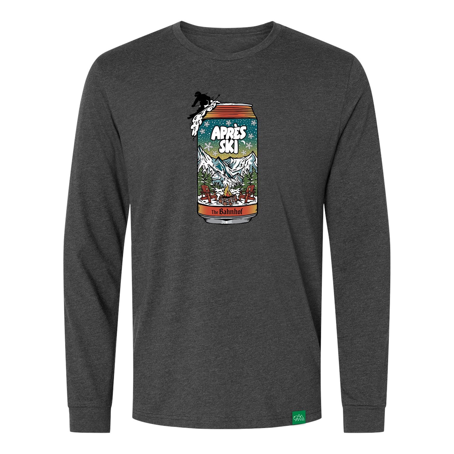 &quot;The Bahnhof&quot; Apres&#39; Ski Long Sleeve Tee, Colour: Heather Charcoal, Size: S
