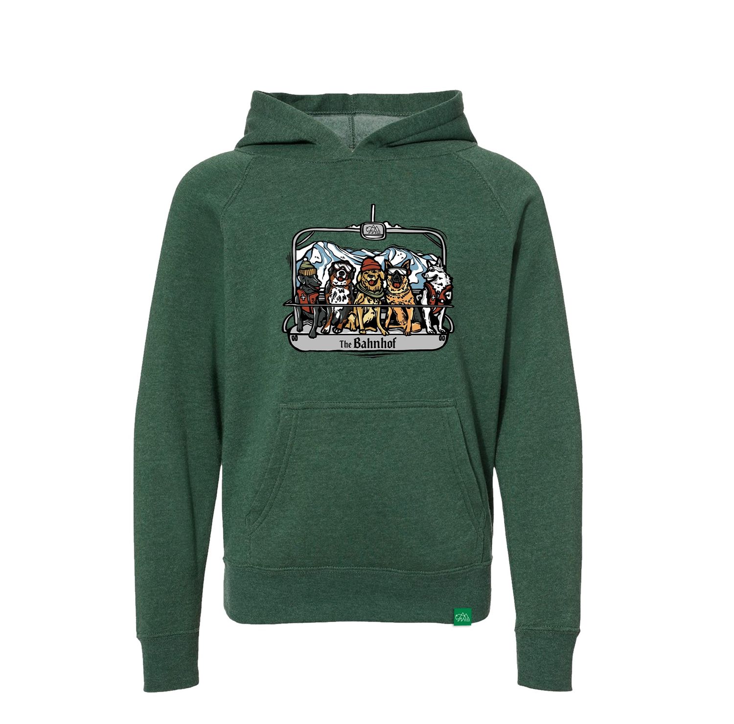&quot;The Bahnhof&quot; Ski Bums Youth Hoodie, Colour: Moss, Size: S