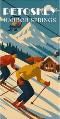 &quot;The Bahnhof&quot; Skiers Poster