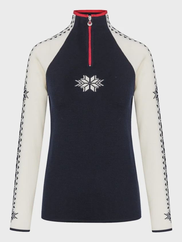 GEILO SWEATER, Color: C00 Navy-OffWht-Raspberry, Size: L