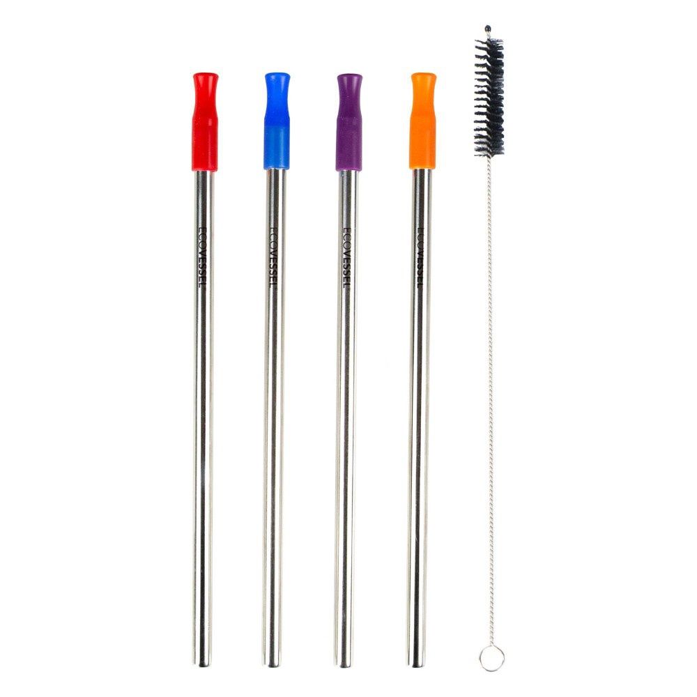 4-Pack Stainless Steel Straws, Color: -
