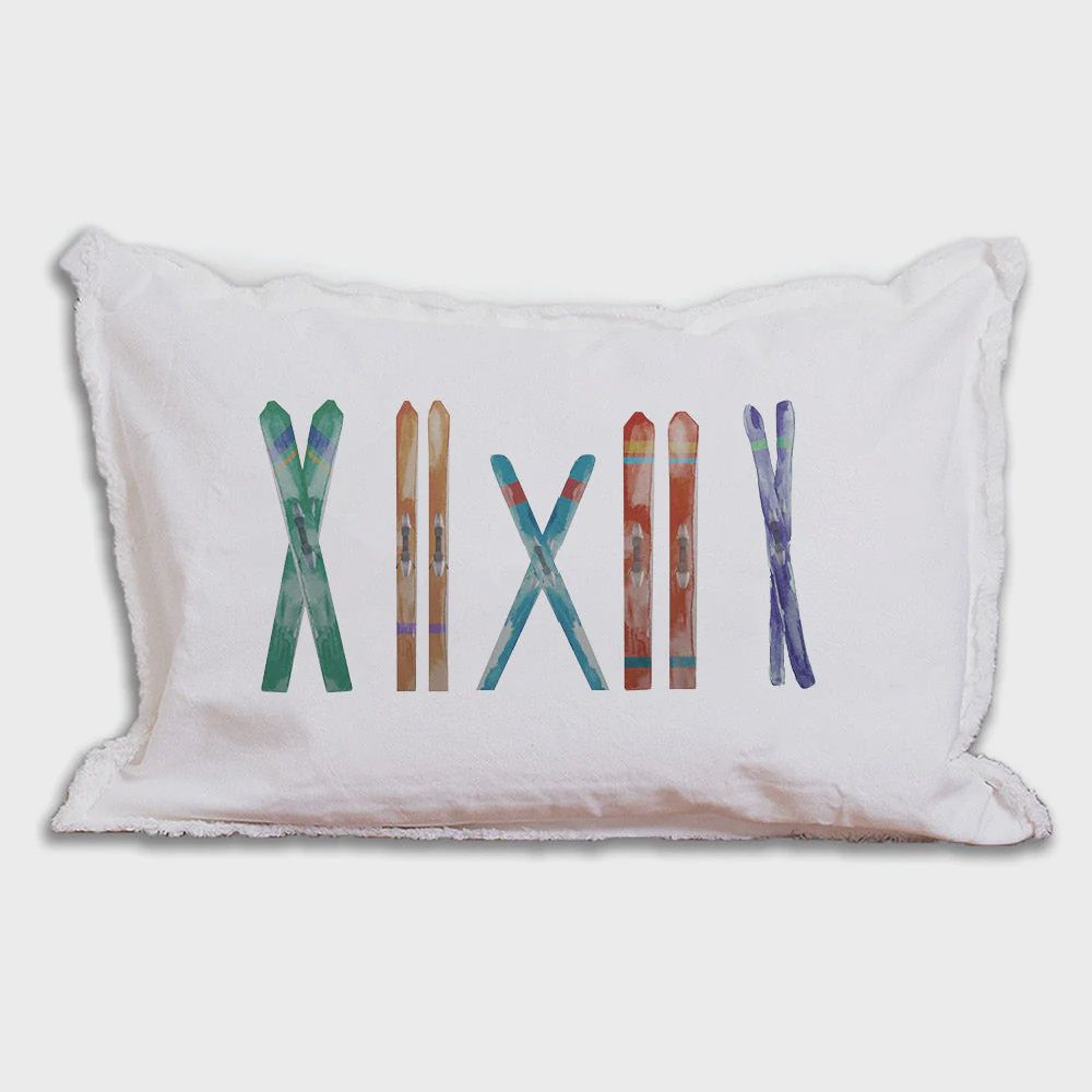 Multi Skis Lumbar Pillow, Color: White
