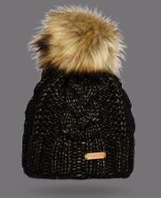 FILIPPA Faux Fur Pom Beanie, Colour: Black-Bronze, Size: OS