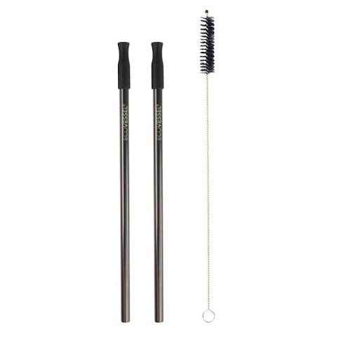 2-Pack Stainless Steel Strawset, Color: Black Shadow, Size: 2-Pack