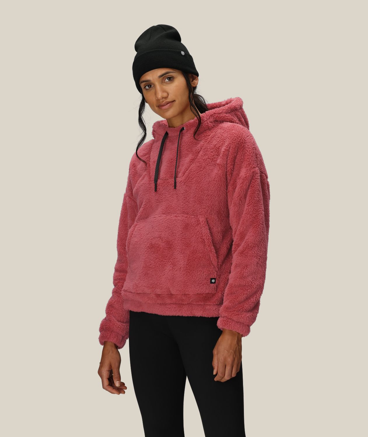 M5WNJKT328 Women's Sherpa Hoody, Colour: Rosewood, Size: S