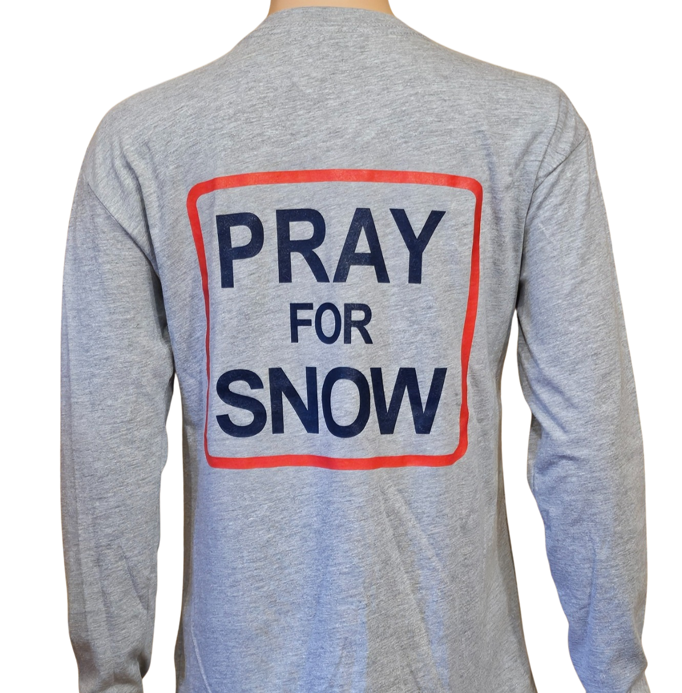 "Pray for Snow" Women's LS T-Shirt, Colour: Heather Grey, Size: XS