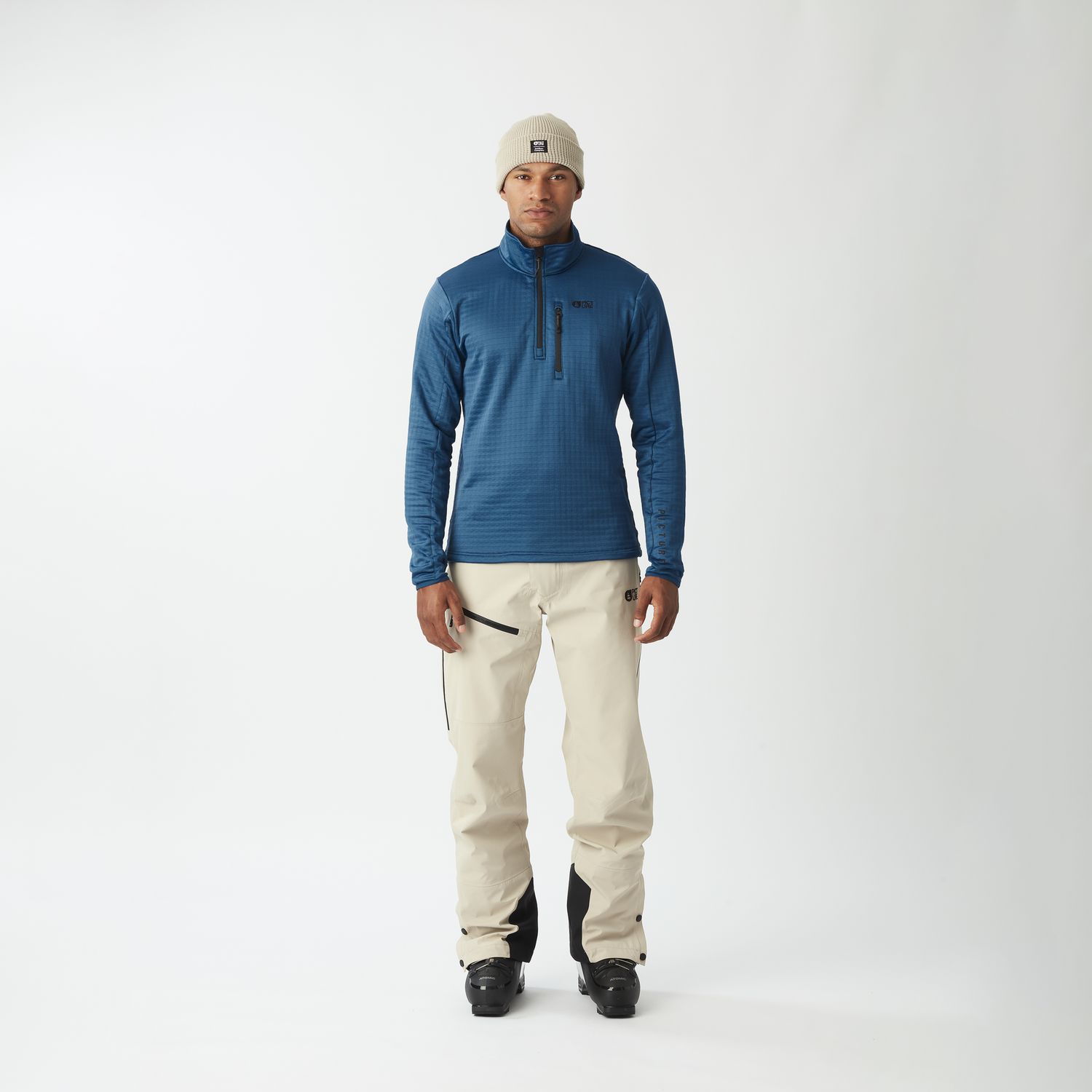 SMT0167 Men's BAKE Quarter Zip Grid Fleece, Colour: C Serenity Blue, Size: M