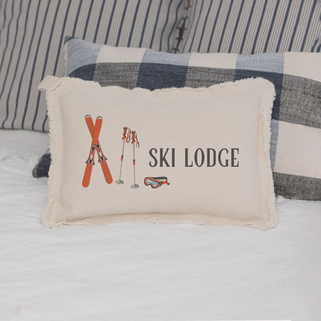 Ski Lodge Lumbar Pillow, Colour: Natural, Size: 12"x18"