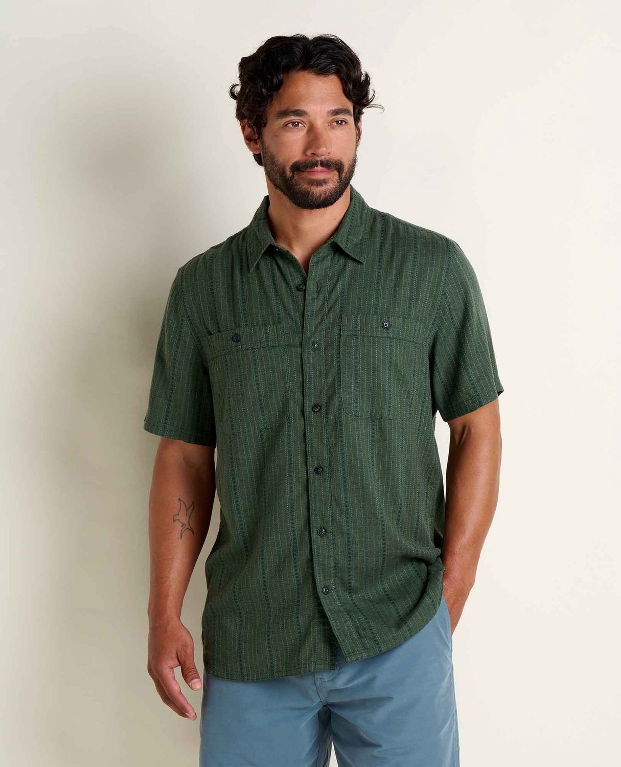 T2002204 Taj Hemp Shirt, Color: 352 Cilantro Dobby, Size: M