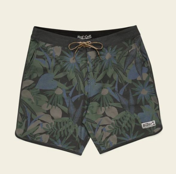 131626S Bruja Boardshorts 18.5", Color: Tropical Dimension:Antique Black, Size: 30