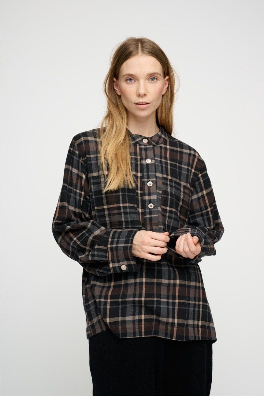 Ayla shirt checkered - brown black
