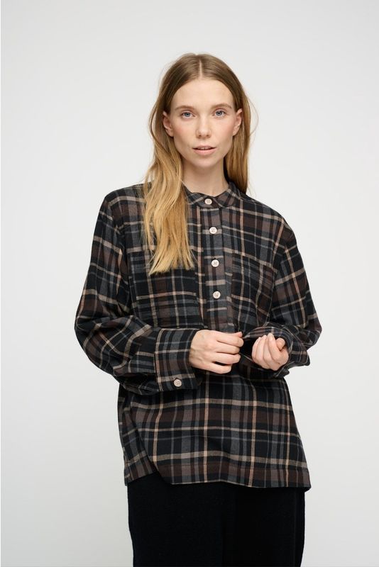 Ayla shirt checkered - brown black