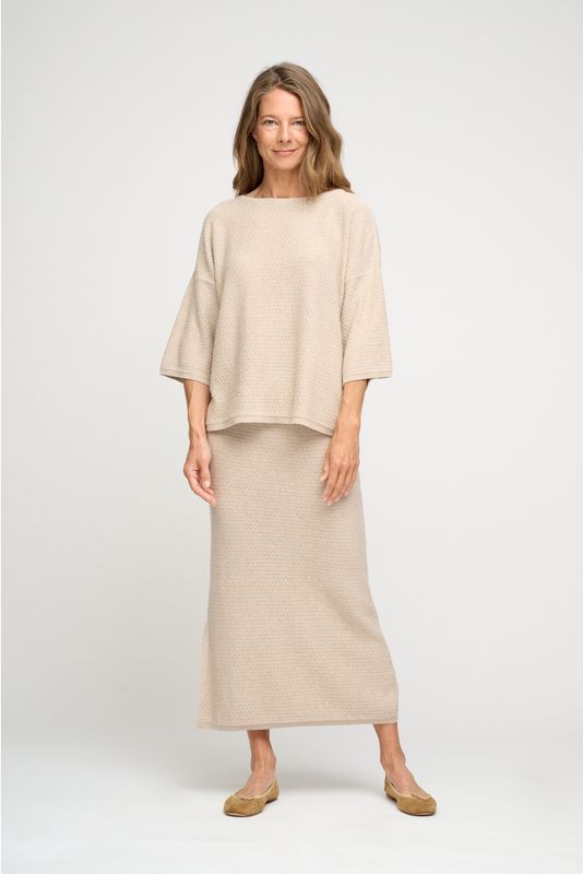 Pearl knit tee - oatmeal melange