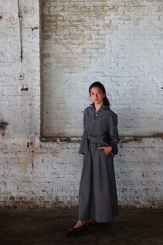 Sari skirt - carreaux écru