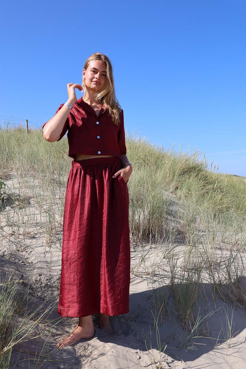 Bella shirt - Lurex bordeaux