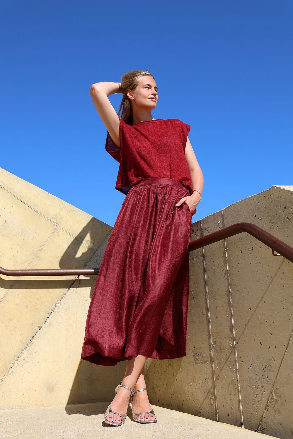 Sari skirt - Lurex bordeaux