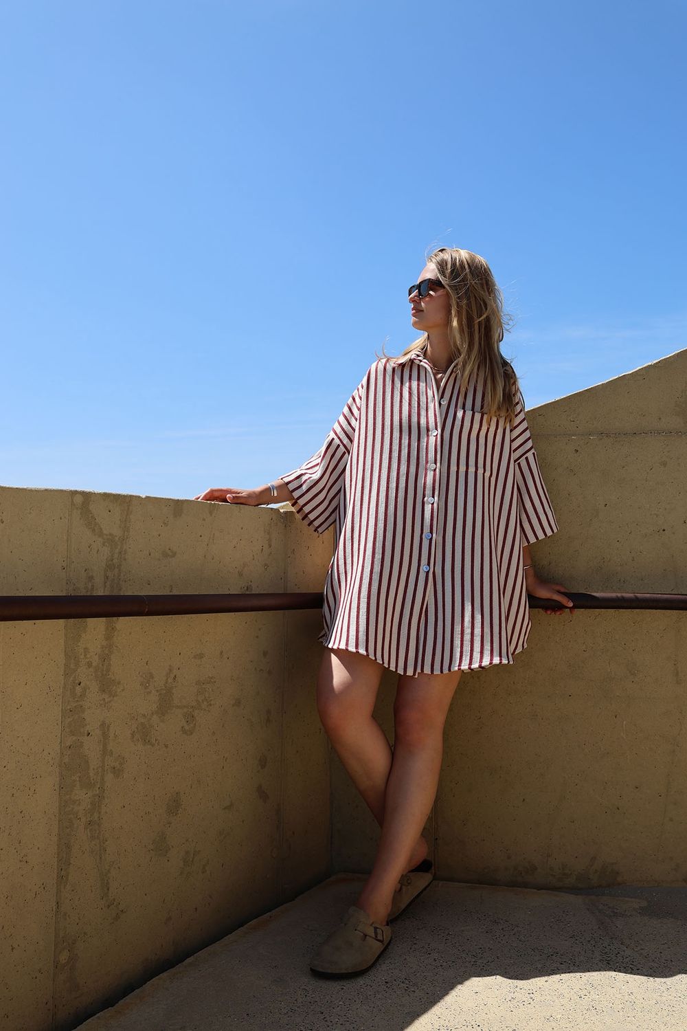 Doris dress - Stripe bordeaux