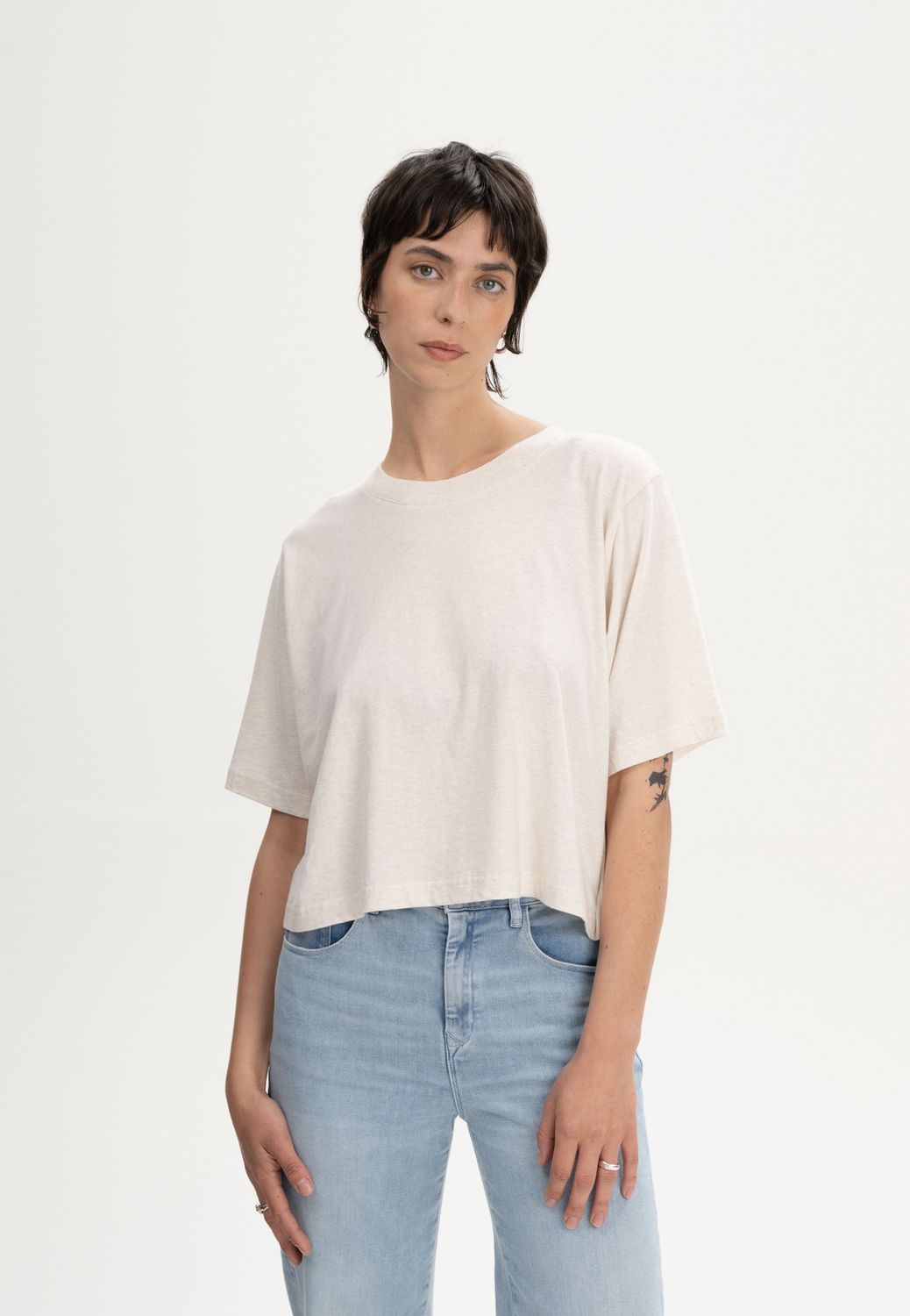 Desna cropped t-shirt - cream blend