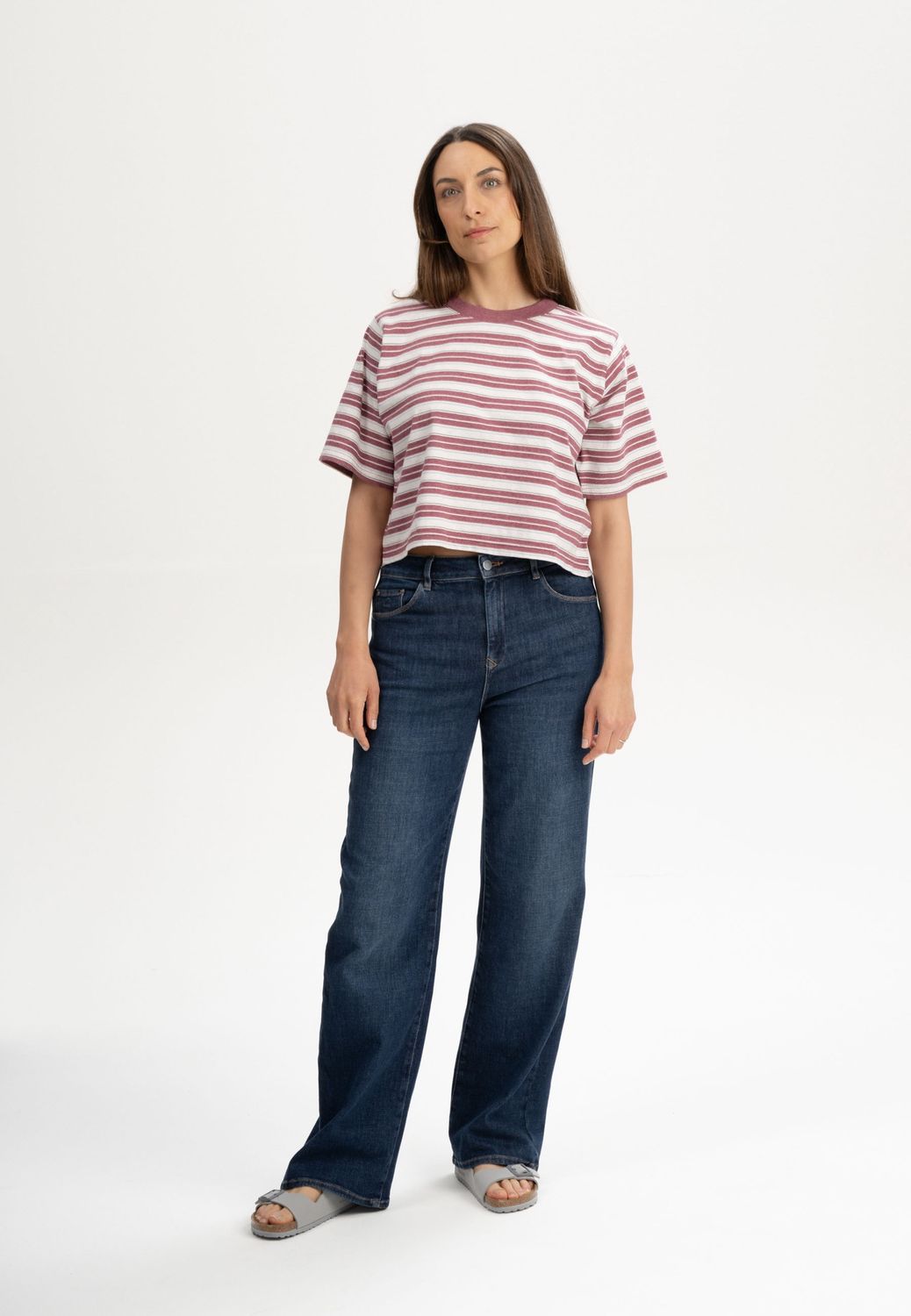 Desna cropped t-shirt - jam stripes