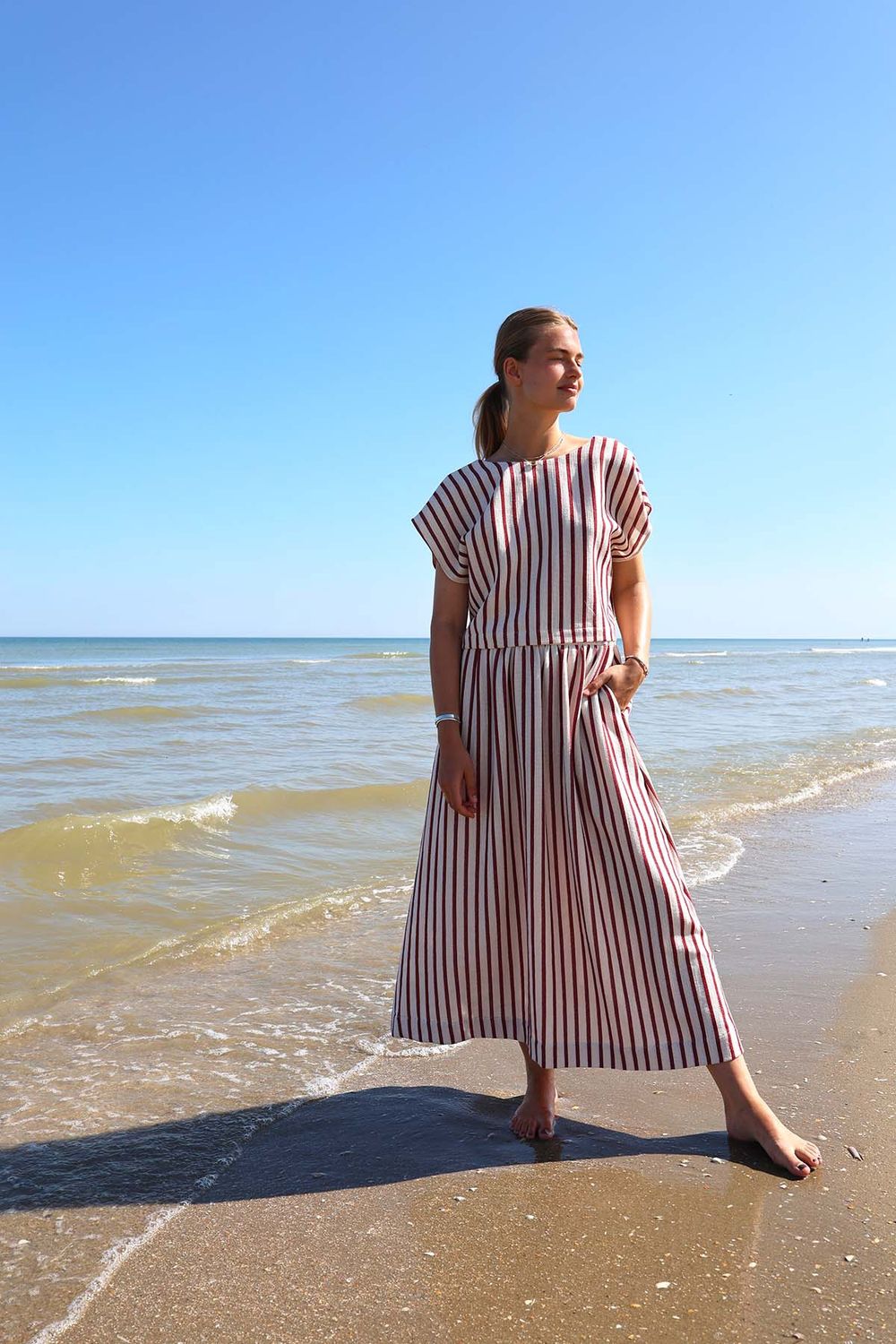 Billie top - stripe bordeaux