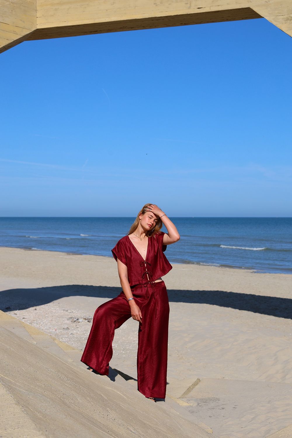 Billie top - lurex bordeaux