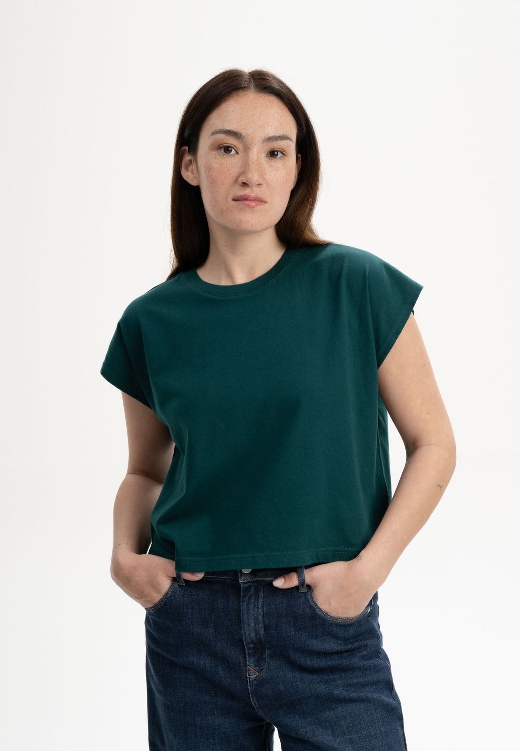 Bhamini cropped t-shirt - deep sea