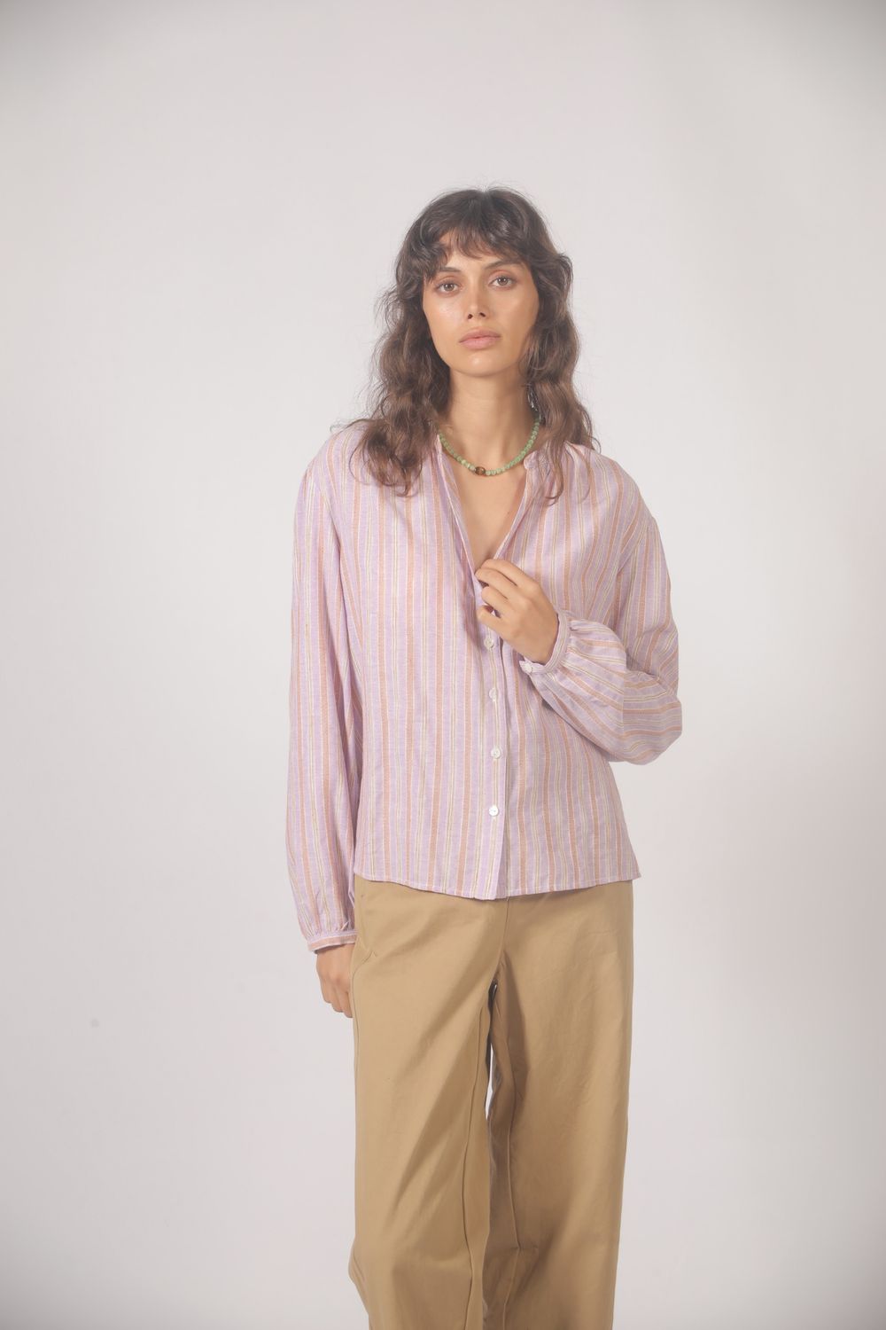 Blouse The Korner - paars met streepjes