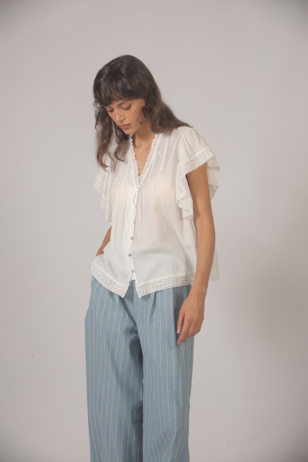 Geborduurde top The Korner - wit