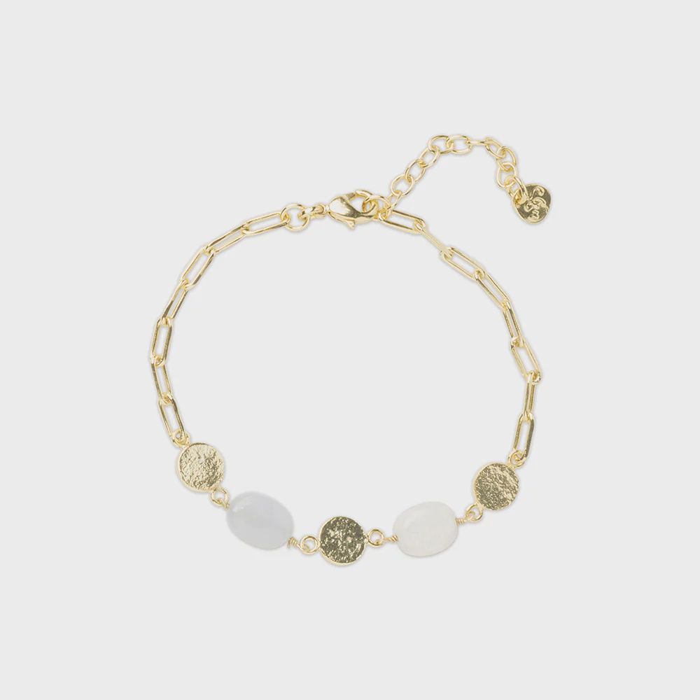 A beautiful story Aesthetic  blauwe agaat maansteen armband