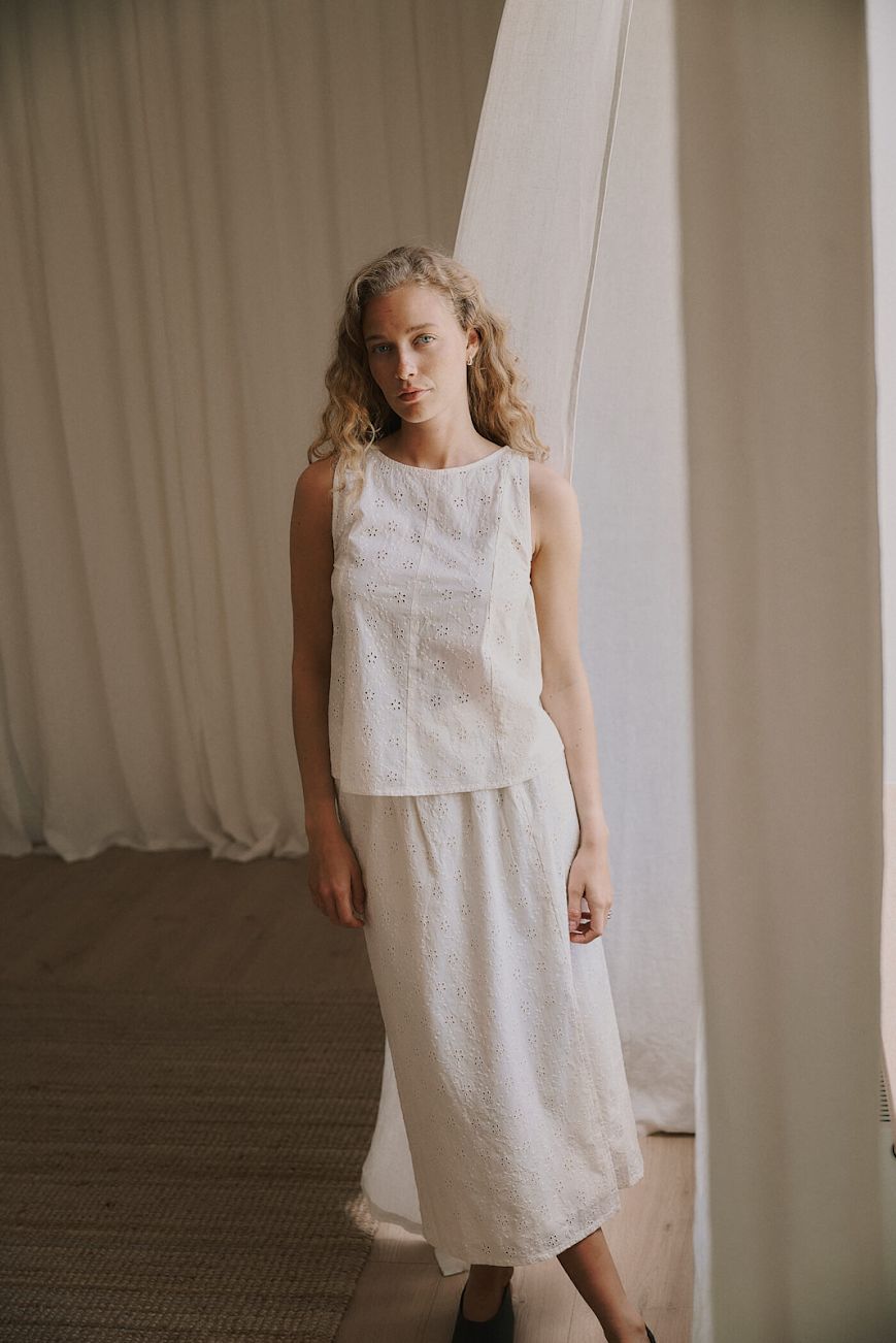 Melody shortsleeve top - white sand