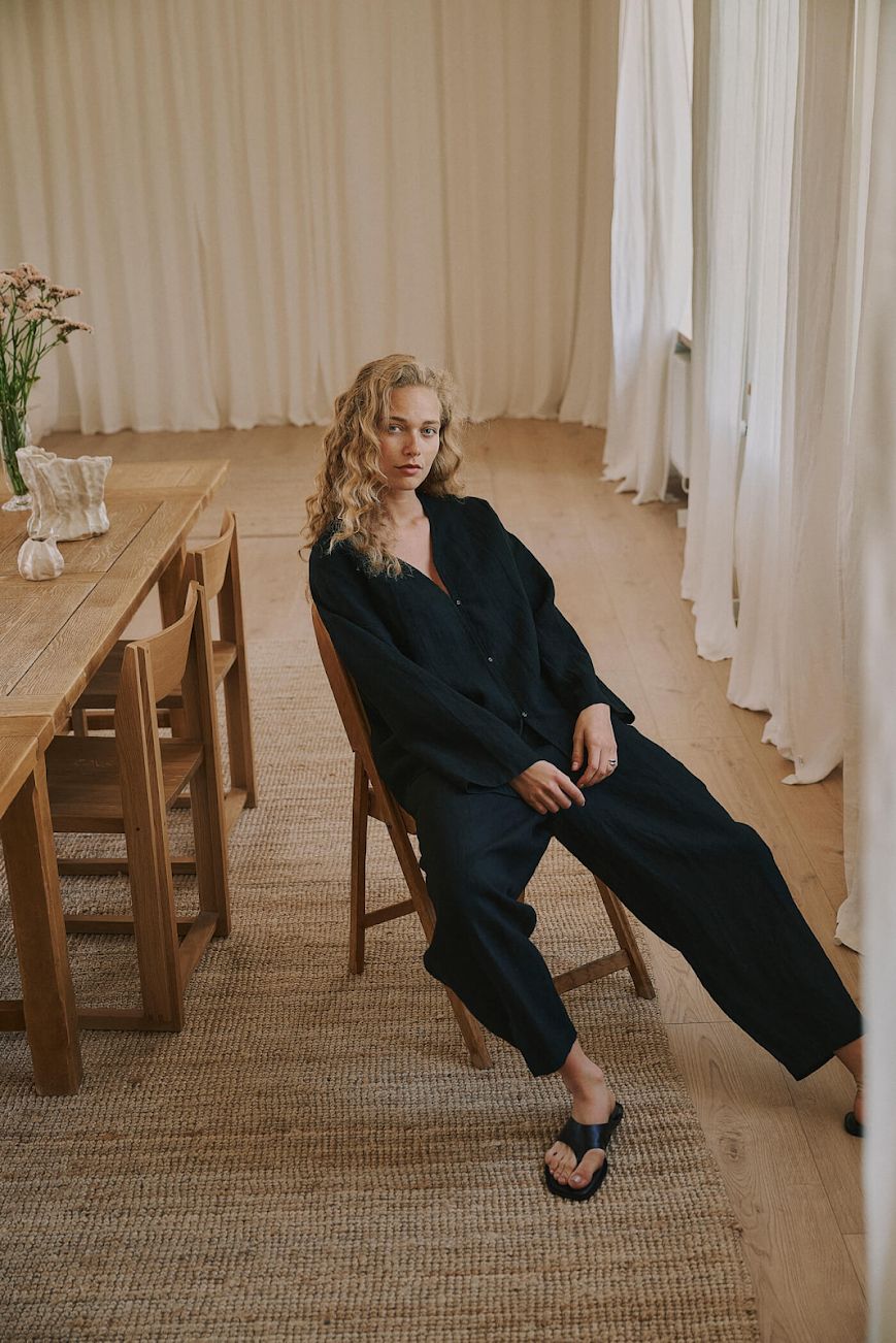 Billie barrel pant - black