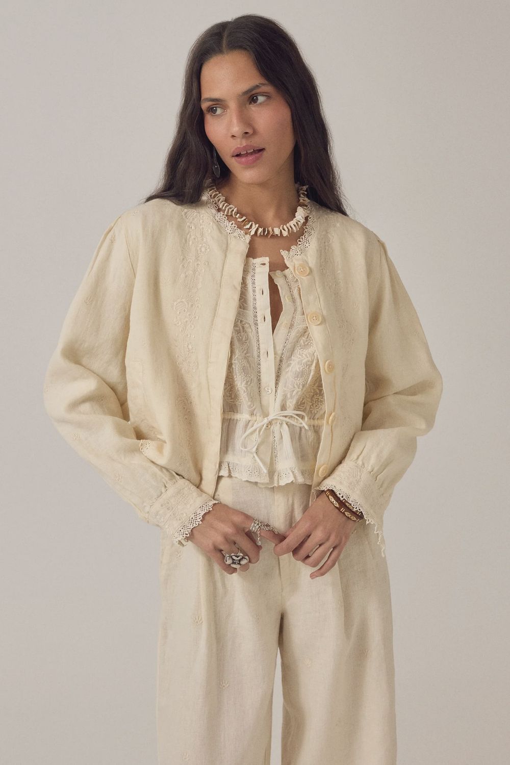 Otela linen solstice jacket - ivory