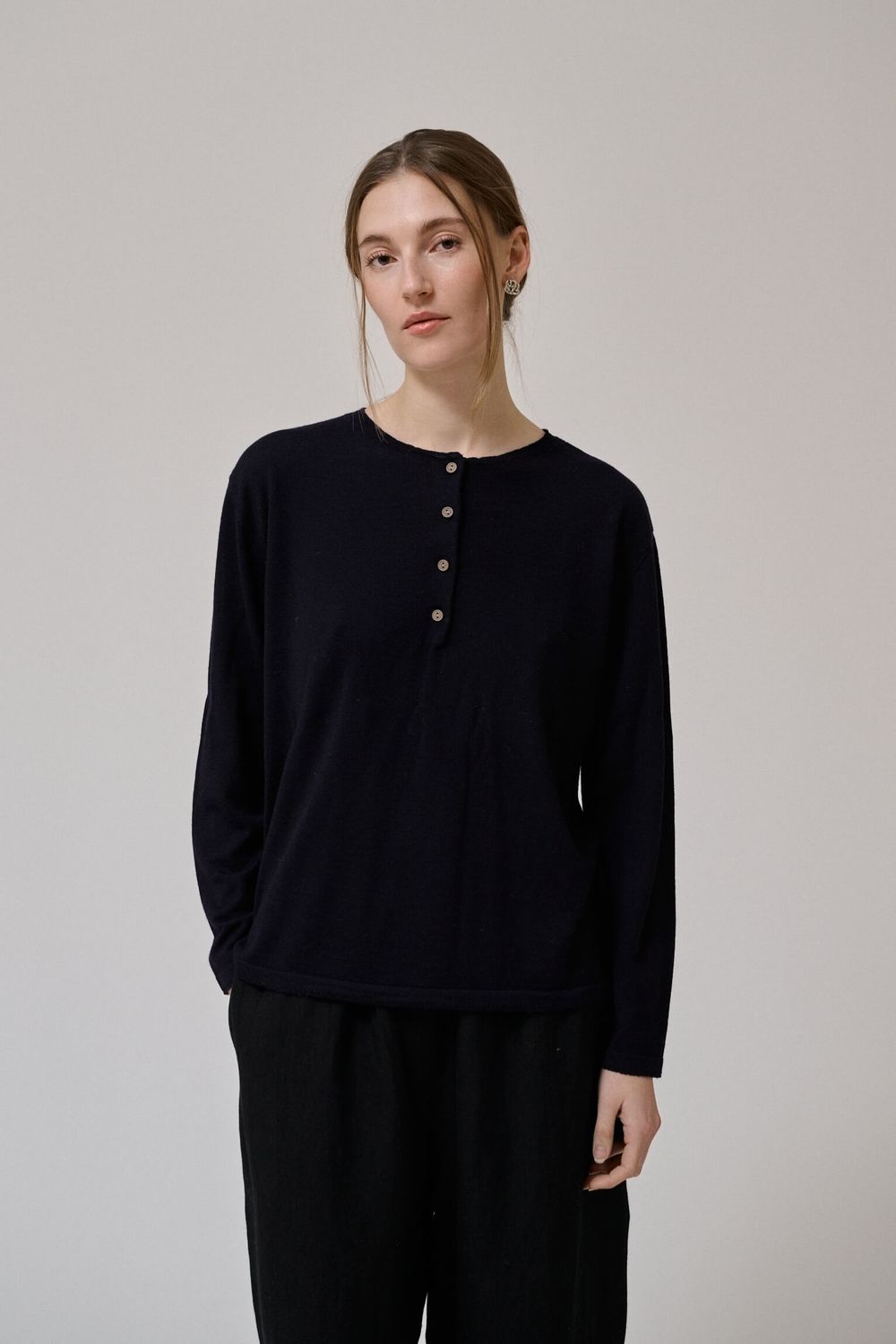 Anne-mi Pine longsleeve blouse - dark navy