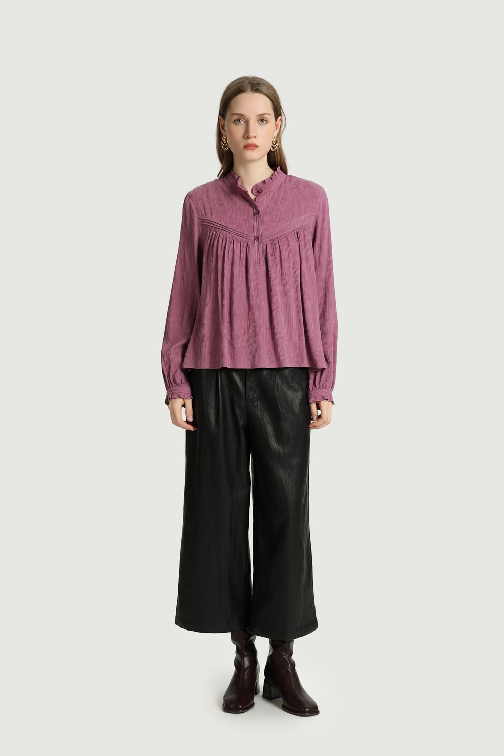 The Korner Blouse met franjes op de kol - paars