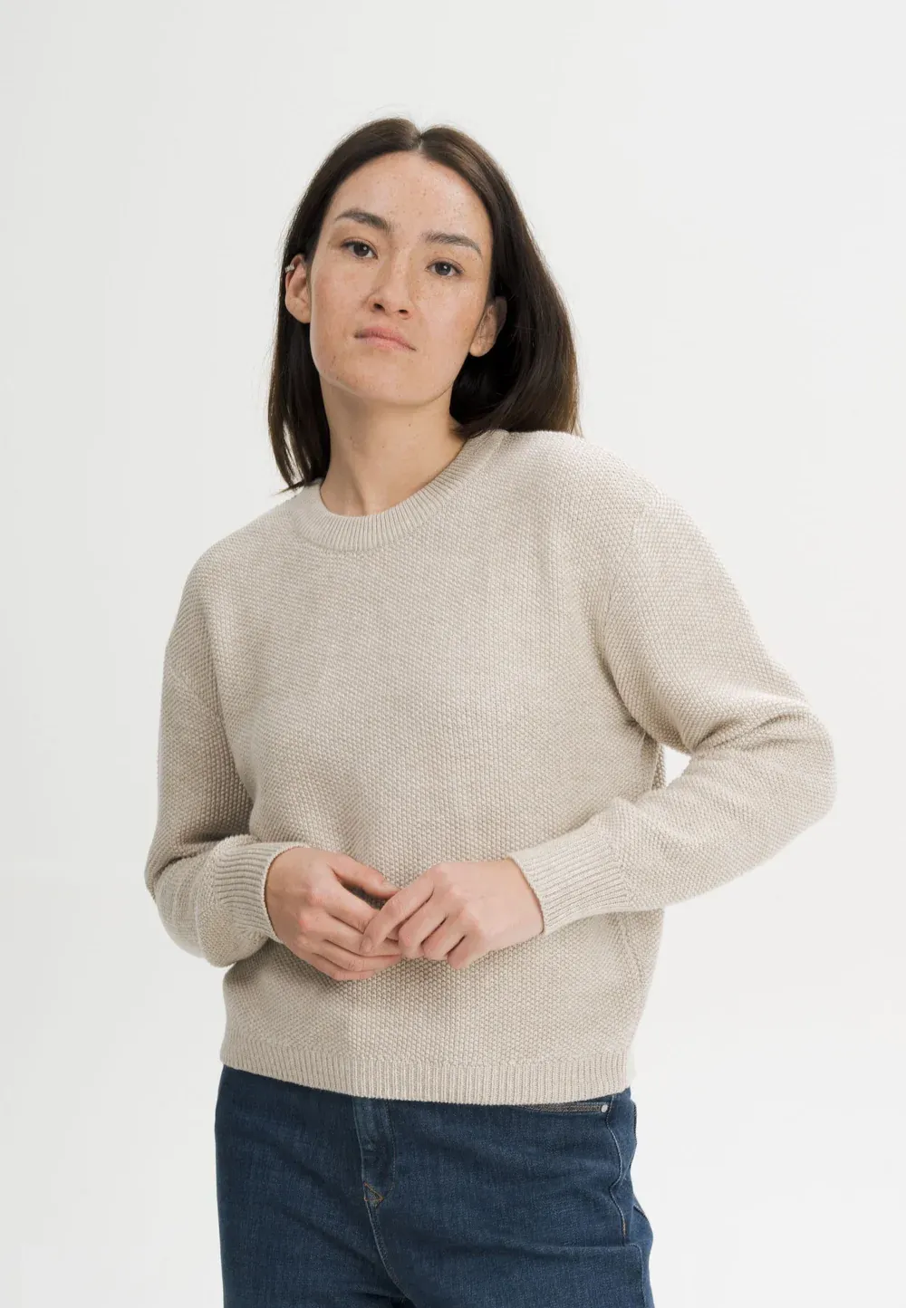 Mela Suriya structured knit jumper - cream speckles