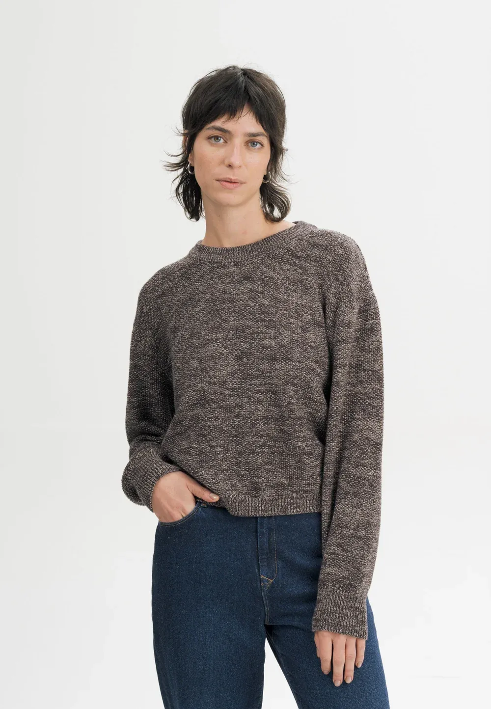 Mela Suriya structured knit jumper - brown speckles