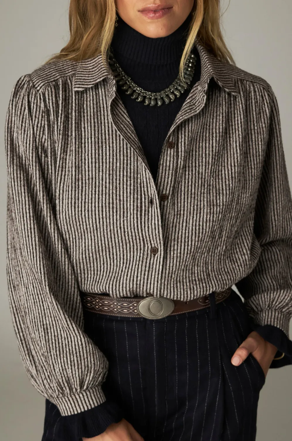 Maison hotel Claude shirt - coffee stripes