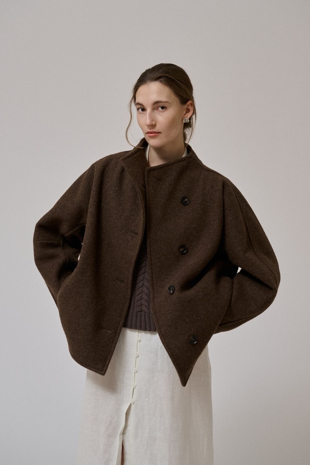 Anne-mi Thyme wool coat - light brown melange