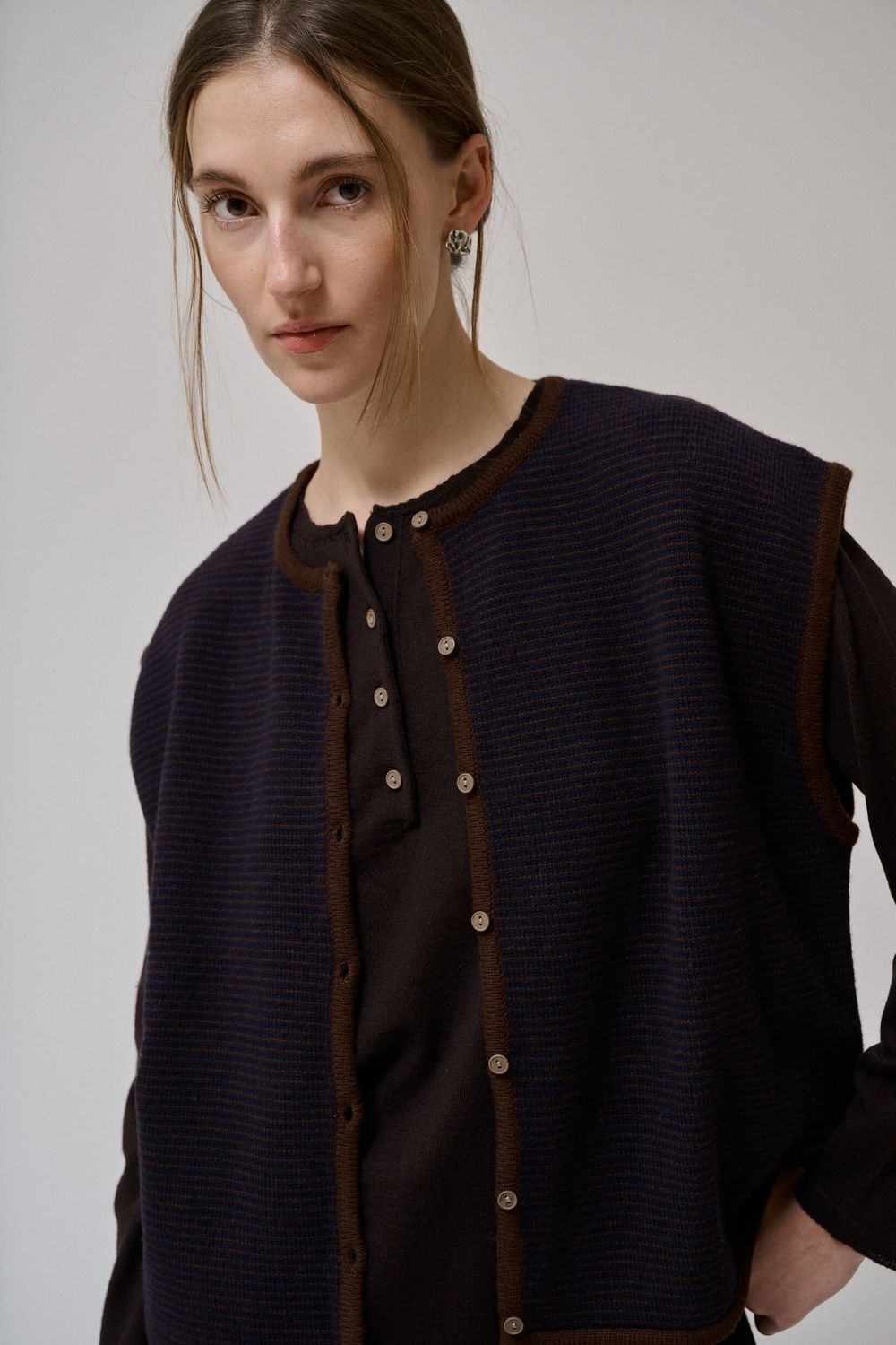 Anne-mi Aya knit waistcoat - demitasse/ dark navy